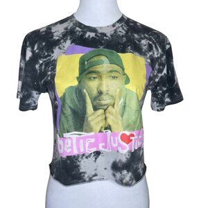 Chemistry Tupac Poetic Justice Cotton Black Grey Tie Dye Cropped Shirt Sz Med
